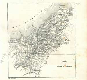 Carte du Massif des Trara Wilayas de Tlemcen Aïn Témouchent Algérie GRAVURE 1889