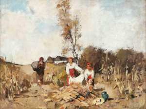 Artiste Teodor Harsia « Cueillette du maïs »