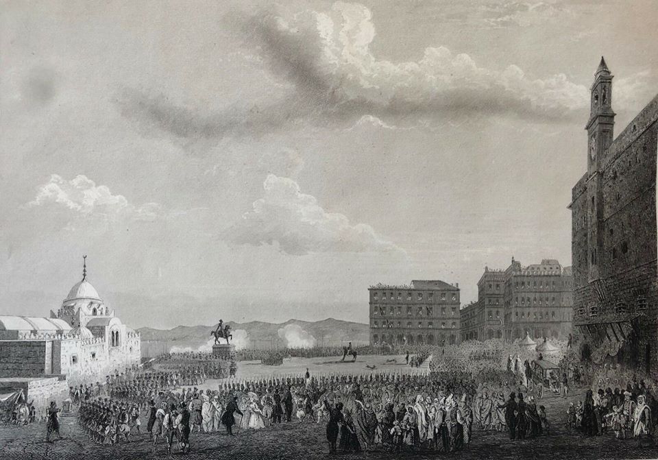 Alger Inauguration de la statue du Duc d'Orléans en 1845 à la place des martyrs