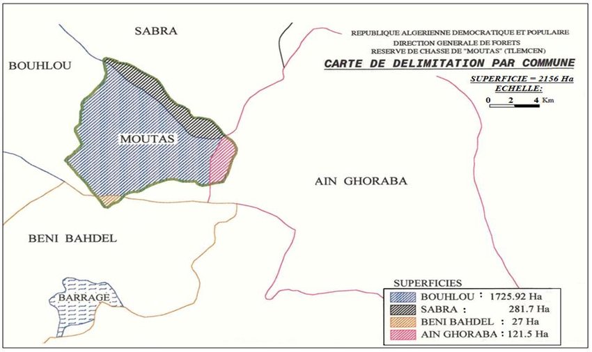 Réserve Moutas de Tlemcen, Carte de Situation administrative et délimitation par commune.