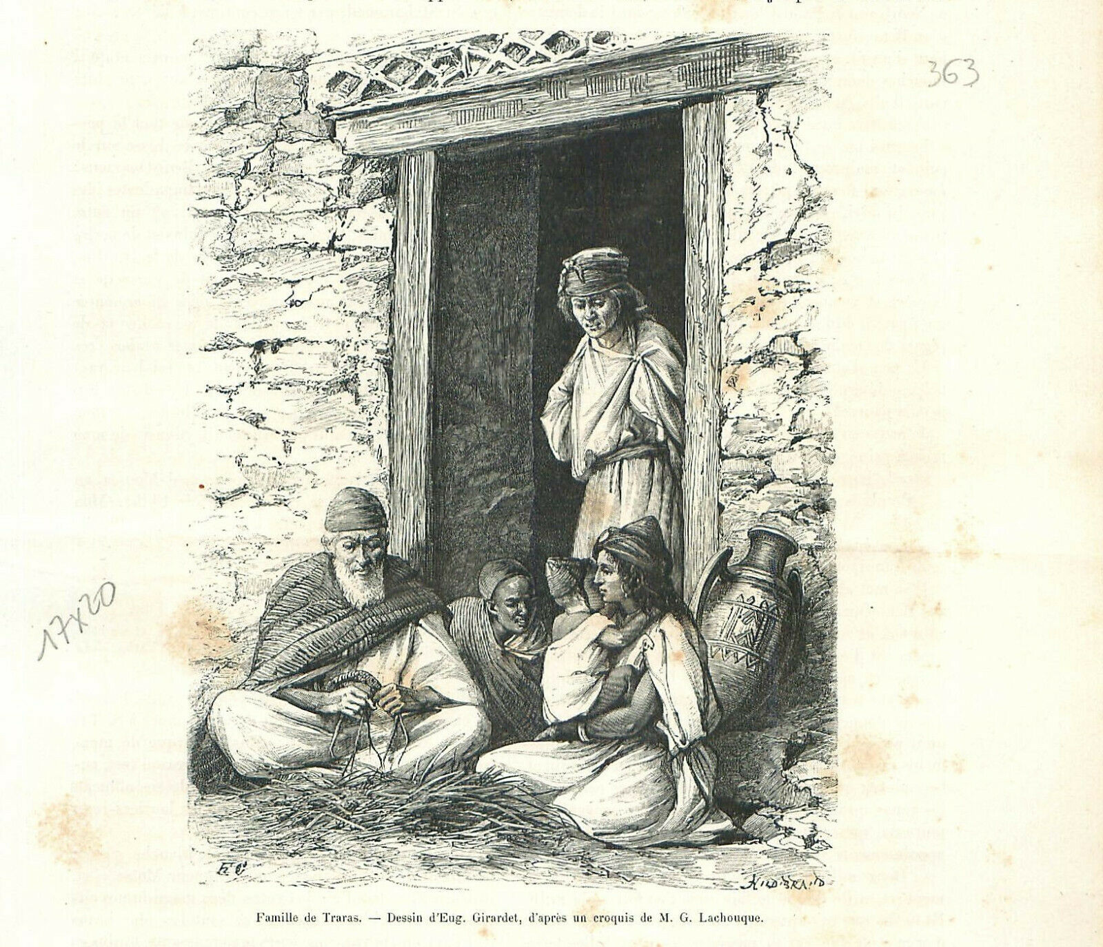 Famille des Trara Wilayas de Tlemcen Aïn Témouchent Algérie GRAVURE 1889