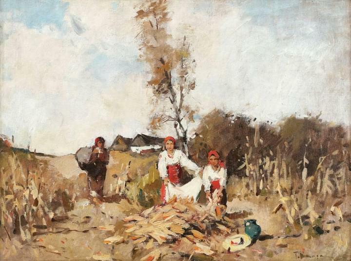 Artiste Teodor Harsia « Cueillette du maïs »