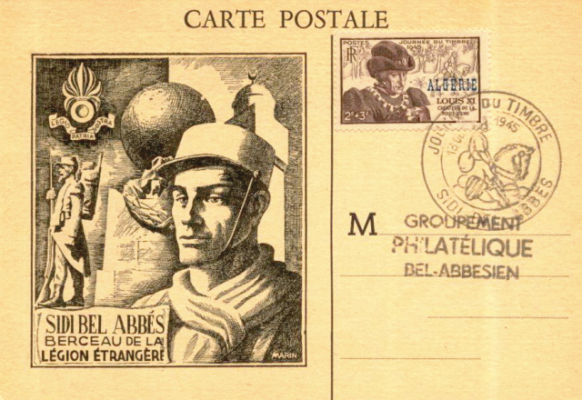 Carte postale -1945- Journée du timbre