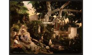 Alger-Belcourt(Belouizdad)- Famille maure dans un cimetière