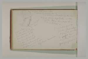 Une tête d'oriental vue de dos et une longue note manuscrite