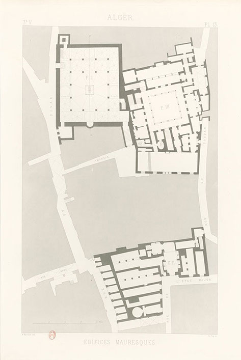 Plan de Dar Aziza publié par l’architecte Amable Ravoisié dans son Exploration scientifique de l'Algérie [1846-1850], Paris, Firmin Didot frères, 1851