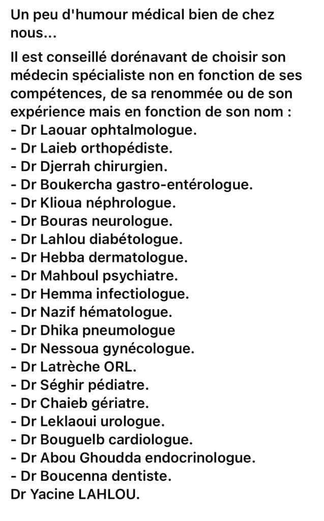 Un peu d'humeur médical bien de chez nous ...