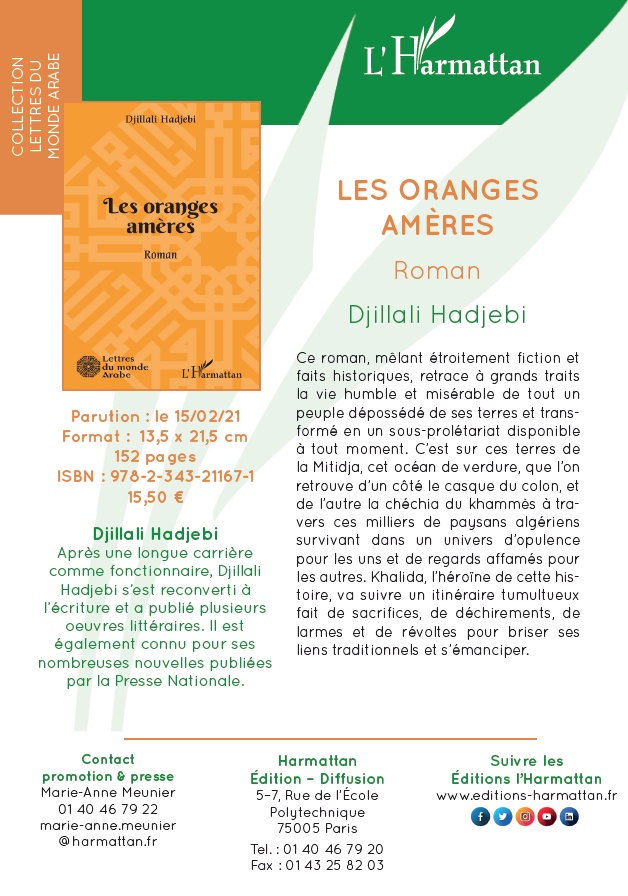Roman de Djillali Hadjebi : LES ORANGES AMÈRES
