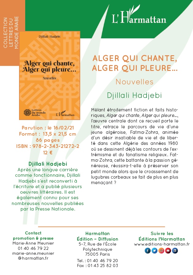 ALGER QUI CHANTE, ALGER QUI PLEURE... Nouvelles Djillali Hadjebi