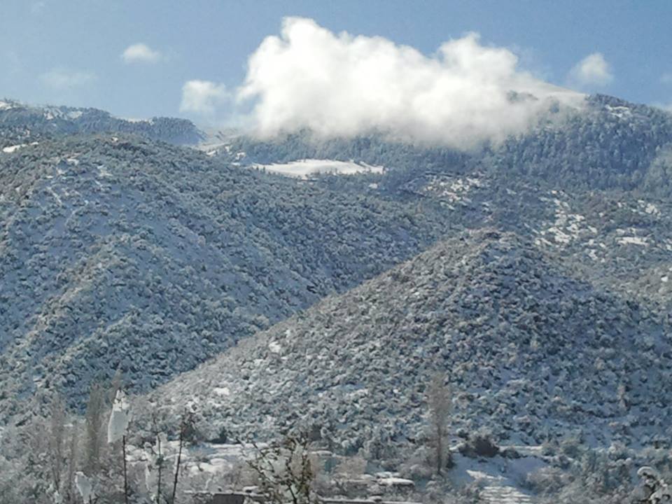 Chélia recouverte de neige blanche