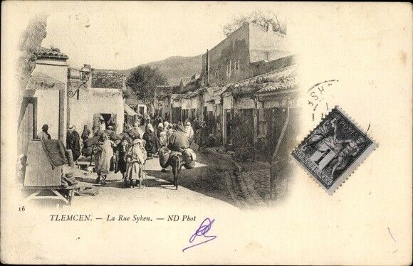carte postale ancienne de Tlemcen : la rue Syken