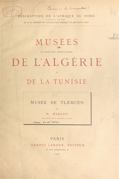 Livre Musée de Tlemcen par William Marçais