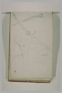 Un jeune arabe en buste et deux études de poignards