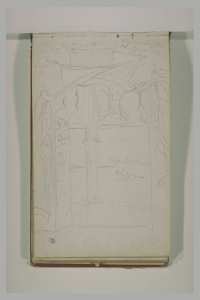 Croquis d'un balcon algérien, orné de tentures