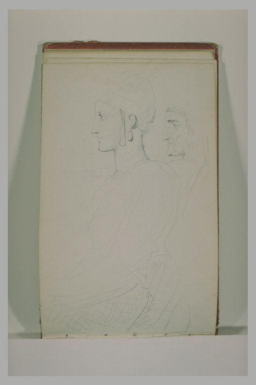 Deux femmes assises, vues de profil, à mi-corps