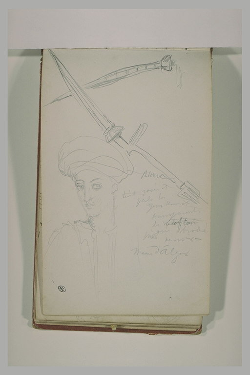 Un jeune arabe en buste et deux études de poignards