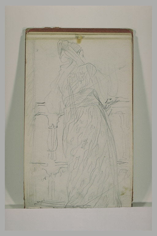 Une juive à un balcon, vue de dos