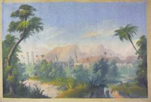 Grand panneau : Scènes de chasse en Algérie, d'une série de quatre