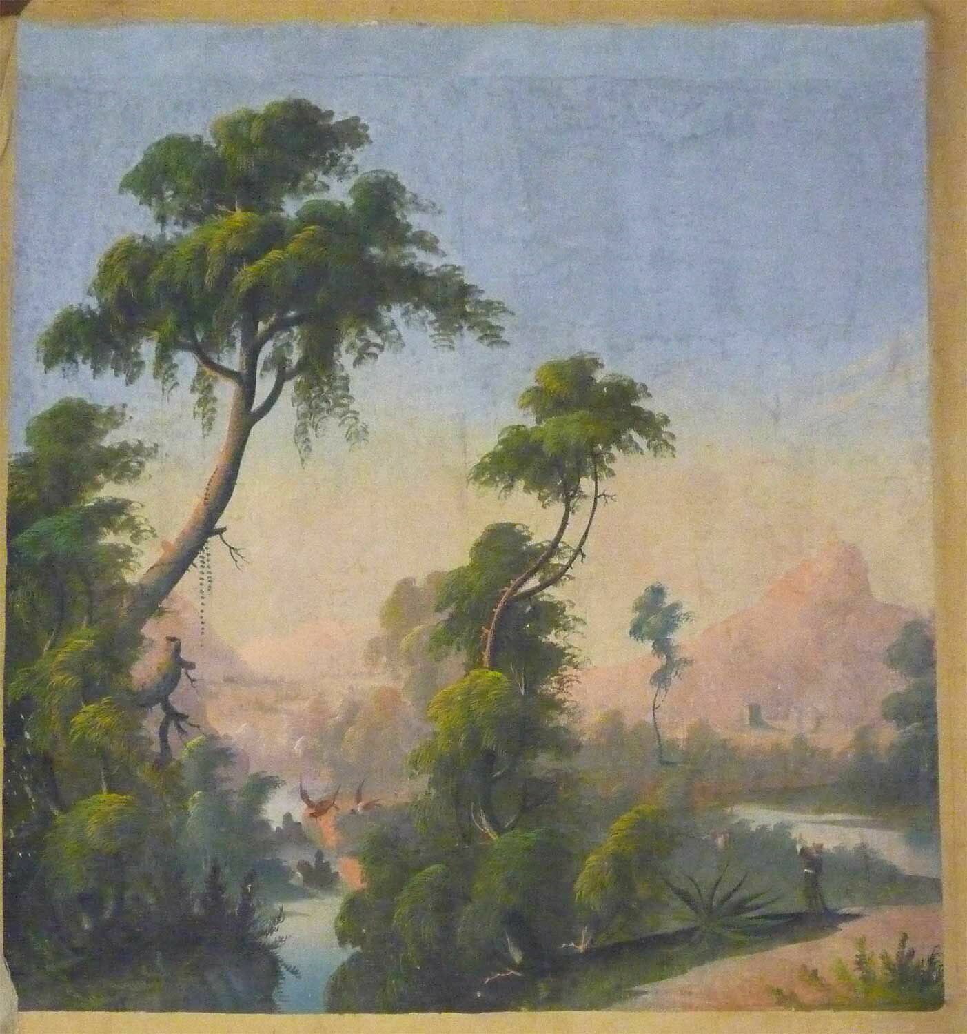 Petit panneau (d'une série de 4) - Scènes de chasse en Algérie - Repos du chasseur