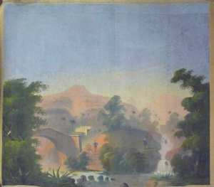 Petit panneau : Chasse près d'une cascade, 
d'une série de quatre Scènes de chasse en Algérie