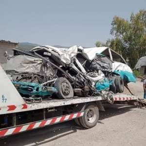 الحافلة التي كان على متنها الضحايا بحادث القرارم طريق قسنطينة وخلفت 18 وفاة و 11 جريح..