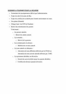 LA BOURSE UNIVERSITAIRE : DOSSIER A FOURNIR