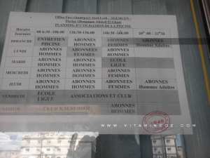 Planning Piscine Olympique de Tlemcen