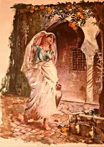 Reproduction d' Isaac Snowman  the Water carrier   par l'artiste Peintre Algérienne Oudai Amina