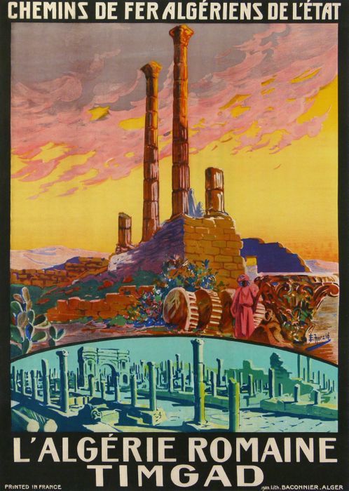 AFFICHE COLONIALISTE : ALGERIE ROMAINE TIMGAD