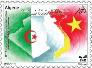 2017 طابع بريد الجزائر : الذكرى 55 لإرساء العلاقات الدبلوماسية الجزائرية الفيتنامية