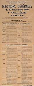 Département d'Oran. Elections générales du 10 novembre 1946. 1er collège. (...)