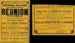 Société hippique d'Alger. Courses d'Alger. Hippodrome de Mustapha. Réunion d'automne (...)