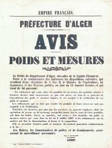 Préfecture d'Alger. Avis poids et mesures (...)