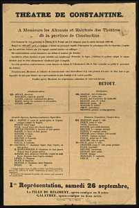Théâtre de Constantine.1ère représentation samedi 26 septembre. [saison théâtrale 1868-69).