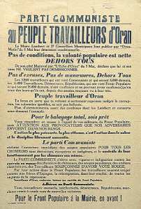 Parti communiste. Au peuple travailleur d'Oran (...)