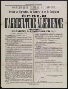Ecole d'agriculture algérienne. Examens d'admission en 1911.