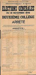 Département d'Oran. Elections générales du 10 novembre 1946. Deuxième collège (...)