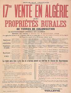 17 ème vente en Algérie de propriétés rurales de terres de colonisation (...)