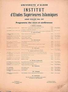 Université d'Alger. Institut d'Etudes Supérieures Islamiques (...)