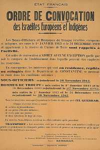 Etat français. Ordre de convocation des israelites européens et indigènes. (...)