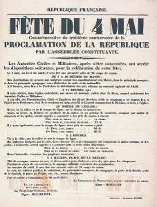 Fête du 4 mai commémorative du troisième anniversaire de la proclamation de la République par l'Assemblée constituante (')