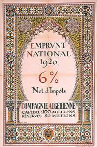 Emprunt national 1920. 6% net d'impôts. Compagnie algérienne (...)