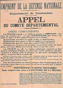 Emprunt de la défense nationale. Département de Constantine. Appel du comité départemental (...)