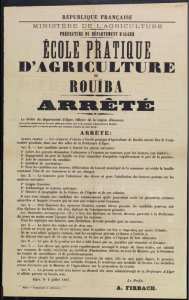 Ecole pratique d'agriculture de Rouïba. Arrêté.