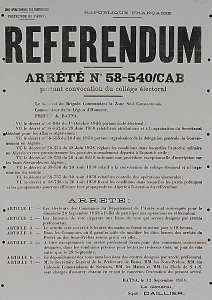 (') Préfecture de l'Aurès. Referendum, Arrêté n° 58-540/CAB portant convocation du collège électoral (...)