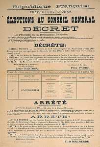 Préfecture d'Oran. Elections au conseil général (...)
