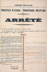 Province d'Alger. Territoire militaire. Arrêté (...)