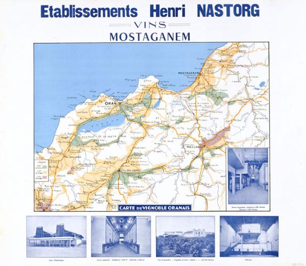 Etablissements Henri Nastorg-Vins-Mostaganem. Carte du vignoble Oranais (')