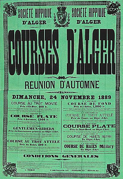 Société hippique d'Alger. Courses d'Alger. Réunion d'automne (...)