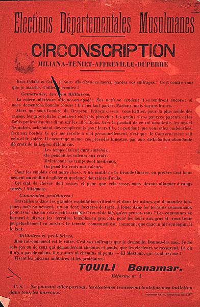 Elections départementales musulmanes. Circonscription Miliana -Teniet-Affreville - Dupperré (...)